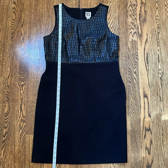 Anne Klein Black Dress with Faux Leather Crocodile Pattern Top. - Picture 8 of 8